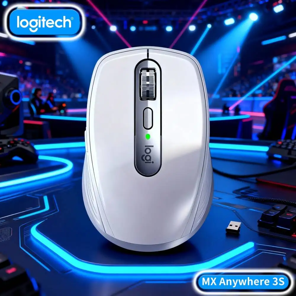 Ergonomic MX Anywhere 3S - 8K DPI, Hyper-Scroll, Anti-Slip, Ideal for Snack Online Course & E-learning Desk Work