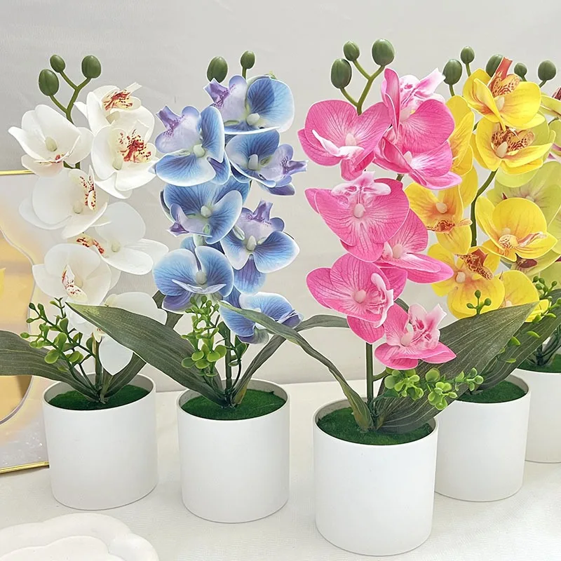 Simulierte Blume Schmetterling Orchidee Topfpflanze 7-Blume Neue Chinesische Dekoration Orchidee Hochzeit Gefälschte Blume Set Dekoration – Detail 1