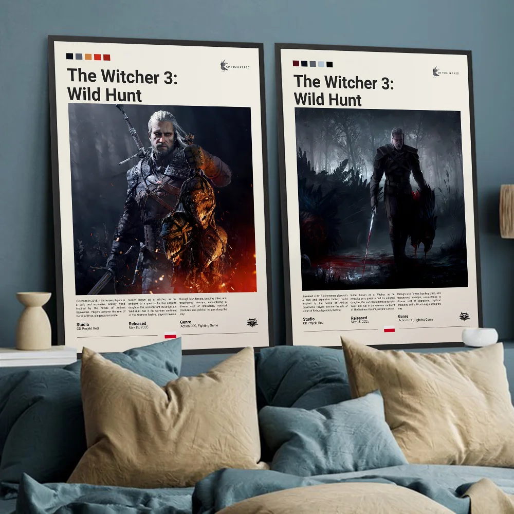 T-The W-Witchers 3 Game Anime Posters Sticky HD Quality Wall Art Retro Posters for Home Kawaii Room Decor view 6