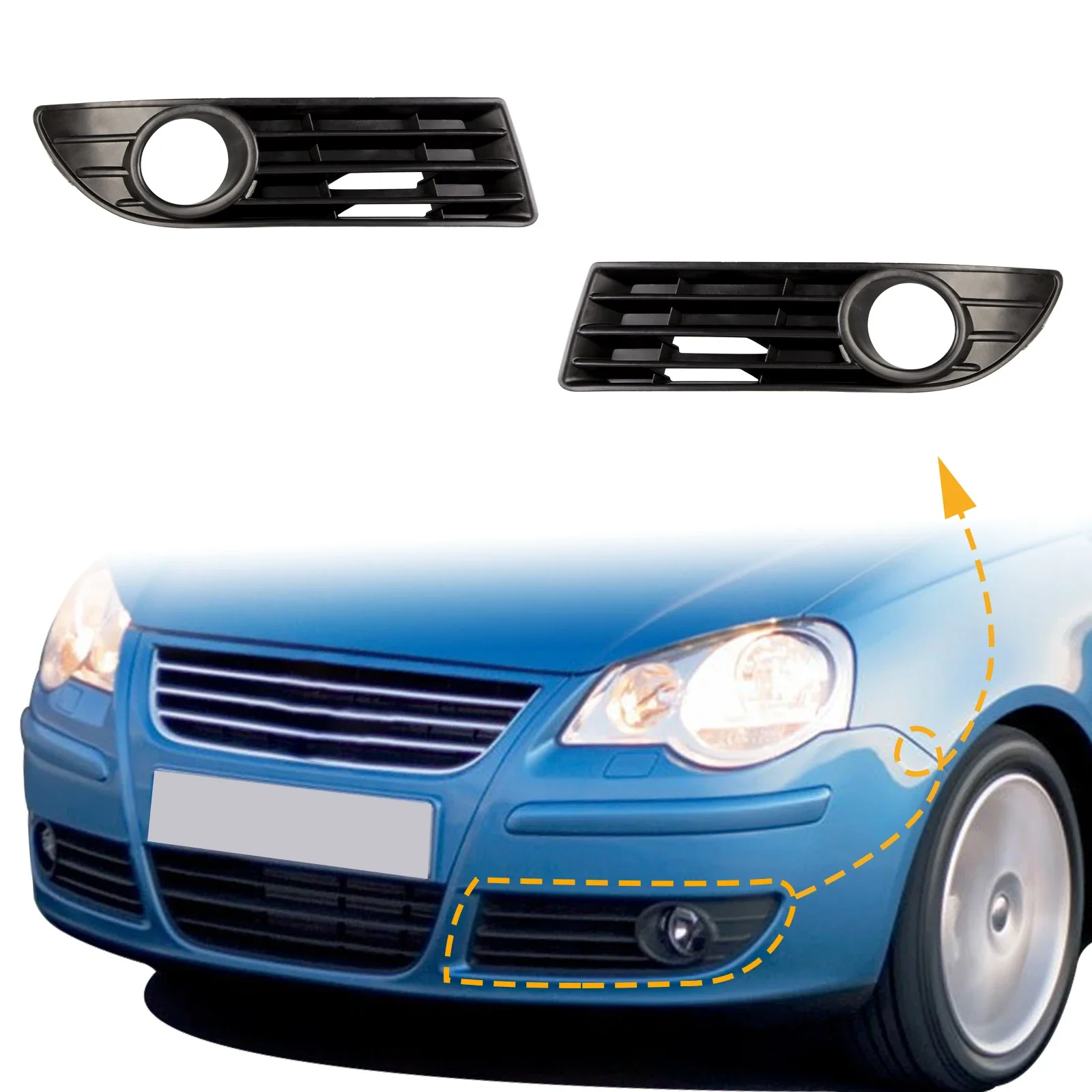 

Fog Light Frame Lamp Trim Grill Cover Under Front Bumper For VW POLO 2006-2009 6Q0853665E 6Q0853666E Car Accessories