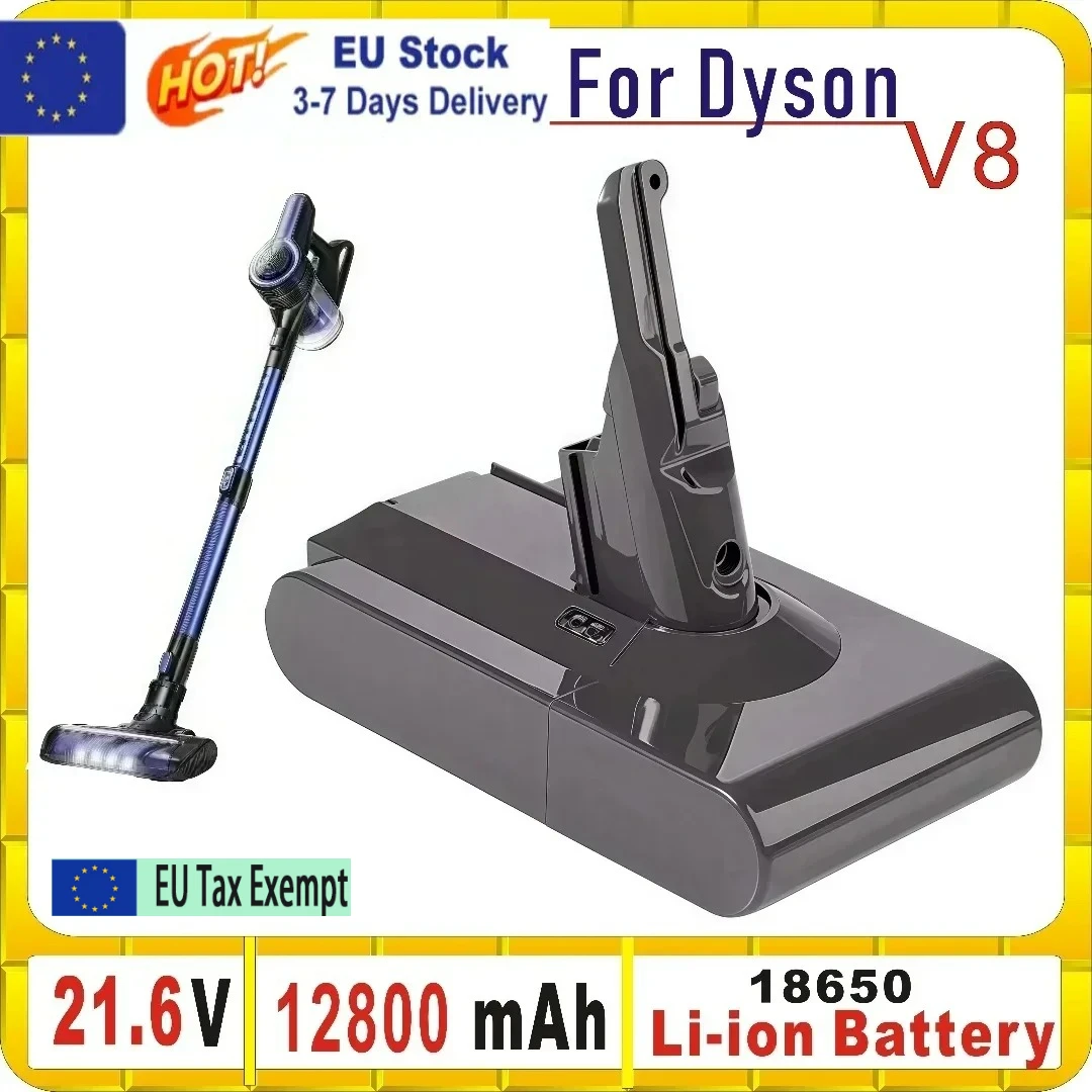 Image of 12800mAh 21,6V Akku für Dyson V8 Akku für Dyson V8 Absolute/Fluffy/Animal Li-Ion Staubsauger wiederaufladbarer Akku 18650