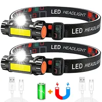 Rechargeable Mini COB Headlamp Portable Powerful Built In 18650 Battery Hiking Outside Light Search Headlight Stepless Dimming