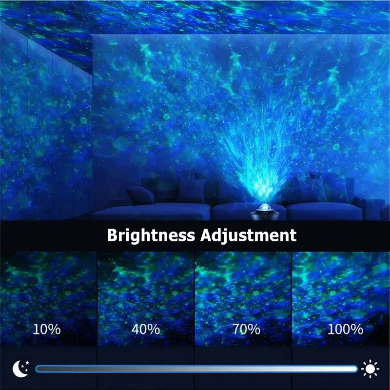 Galaxy Projection Night Light Bluetooth USB Music Player Atmosphere Light Water Wave Pattern Starry Sky Atmosphere Light