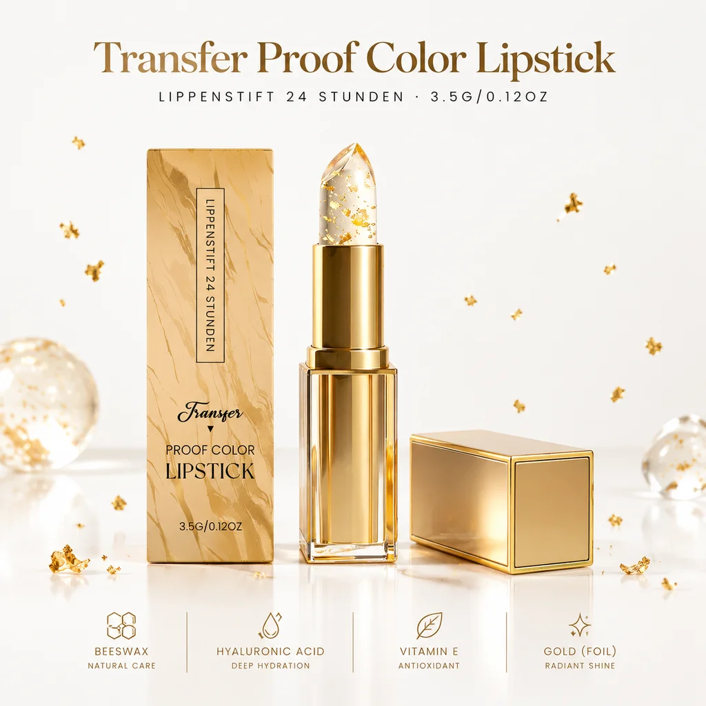 Gold Leaf Temperature Color Changing Lip Balm Transfer‑Resistant Moisturizing Nourishing Lipstick For Daily Lips Makeup Cosmetic