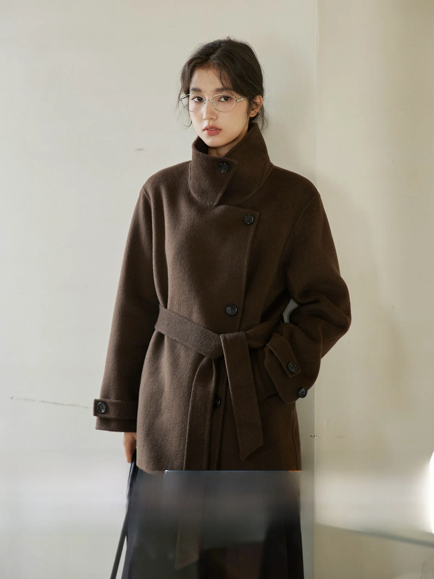 

Двустороннее шерстяное пальто Ginnkee для женщин, средней длины, с воротником на пояске, двусторонний дизайн, утолщенное, из смесовой овечьей шерсти