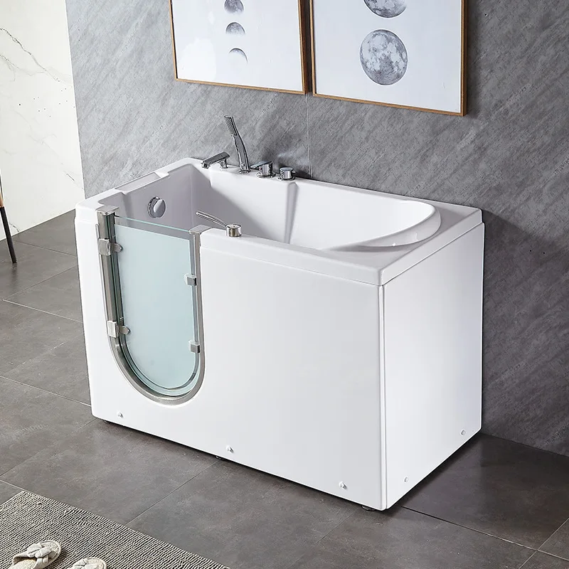 

Walk-In Bathtub with Door, White Acrylic, Portable Design, Ensures Safe Bathing Experience for Elderly and Disabled Individuals