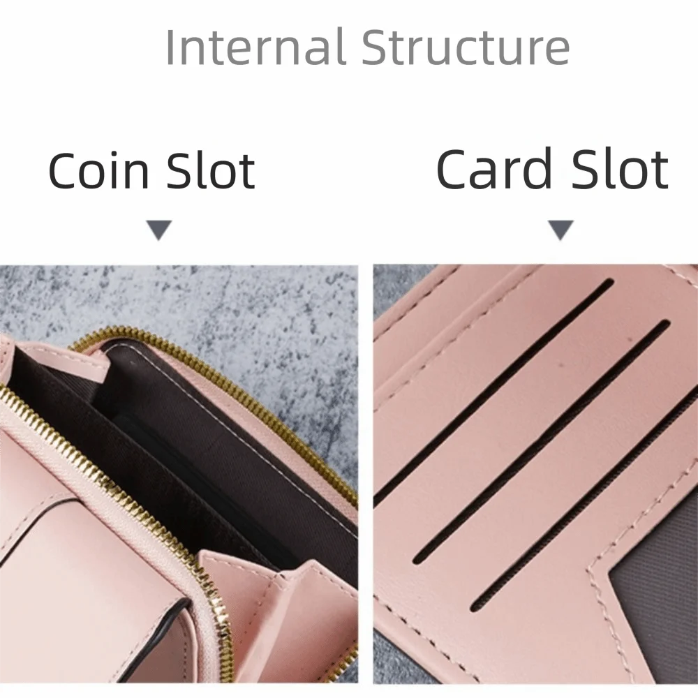 Purse PU Leather Short Wallet Foldable Multifunctional Three Fold Wallet Large Capacity Zipper Women Card Holder Women