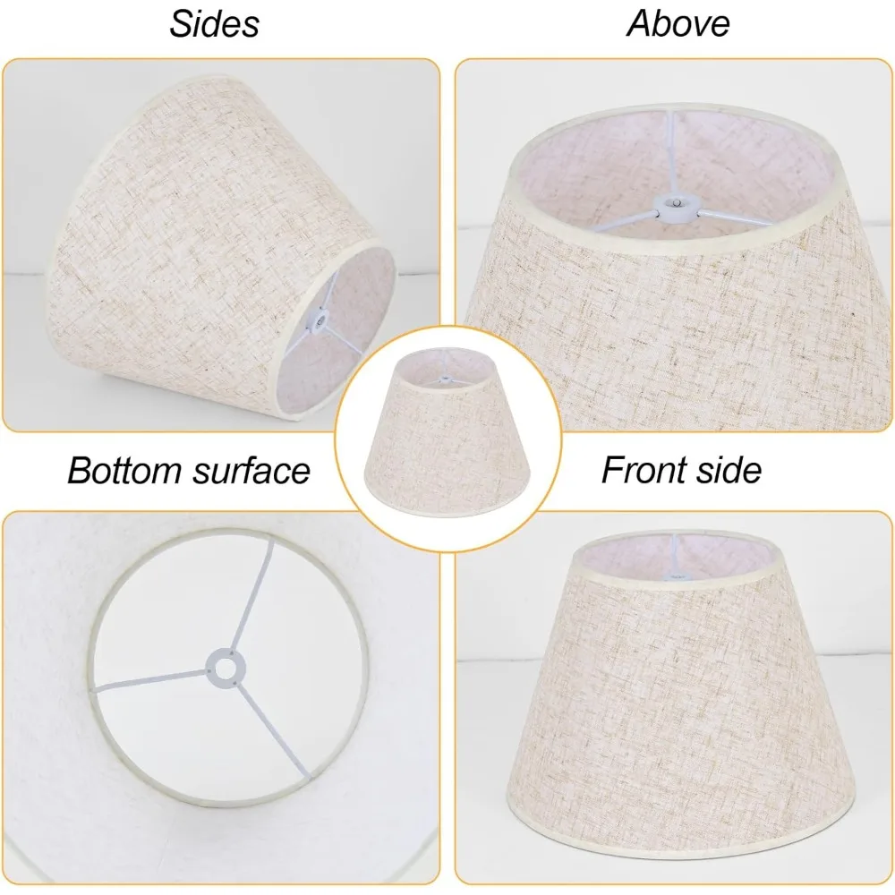 beige lamp shades set of 2 for table lamps, 6" top x 10" bottom x 7" high linen small lamp shades,beige modern fabric lampshades