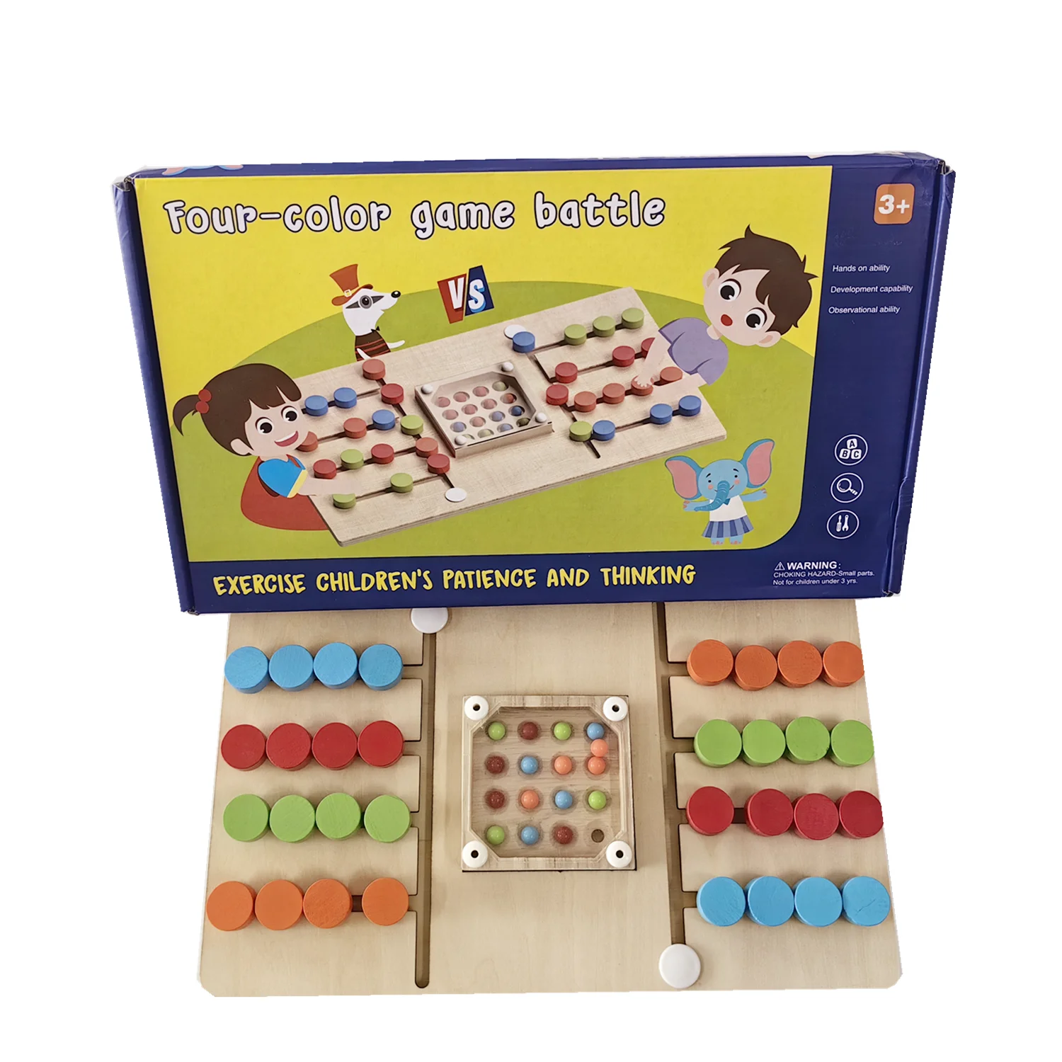 나무 쉐이킹 비드 4 색 포지셔닝 장난감 색상 모양 일치인지 학습 게임 보드 어린이를위한 선물 선물