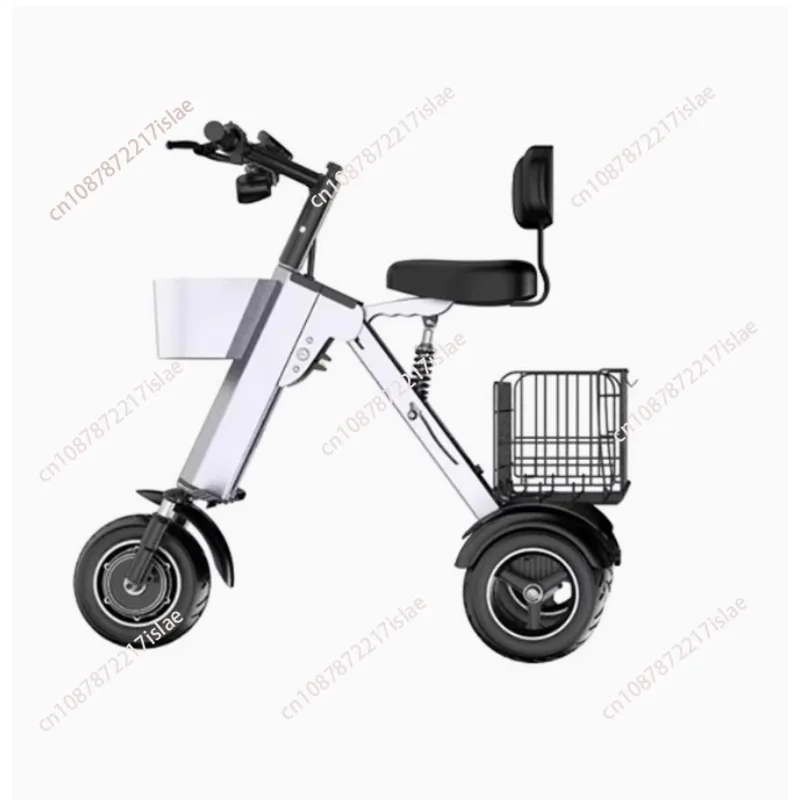 

450 Вт 36 В 3-колесный электрический самокат из алюминиевого сплава для взрослых 10-дюймовый портативный складной электрический трехколесный велосипед с прицепом/корзинами
