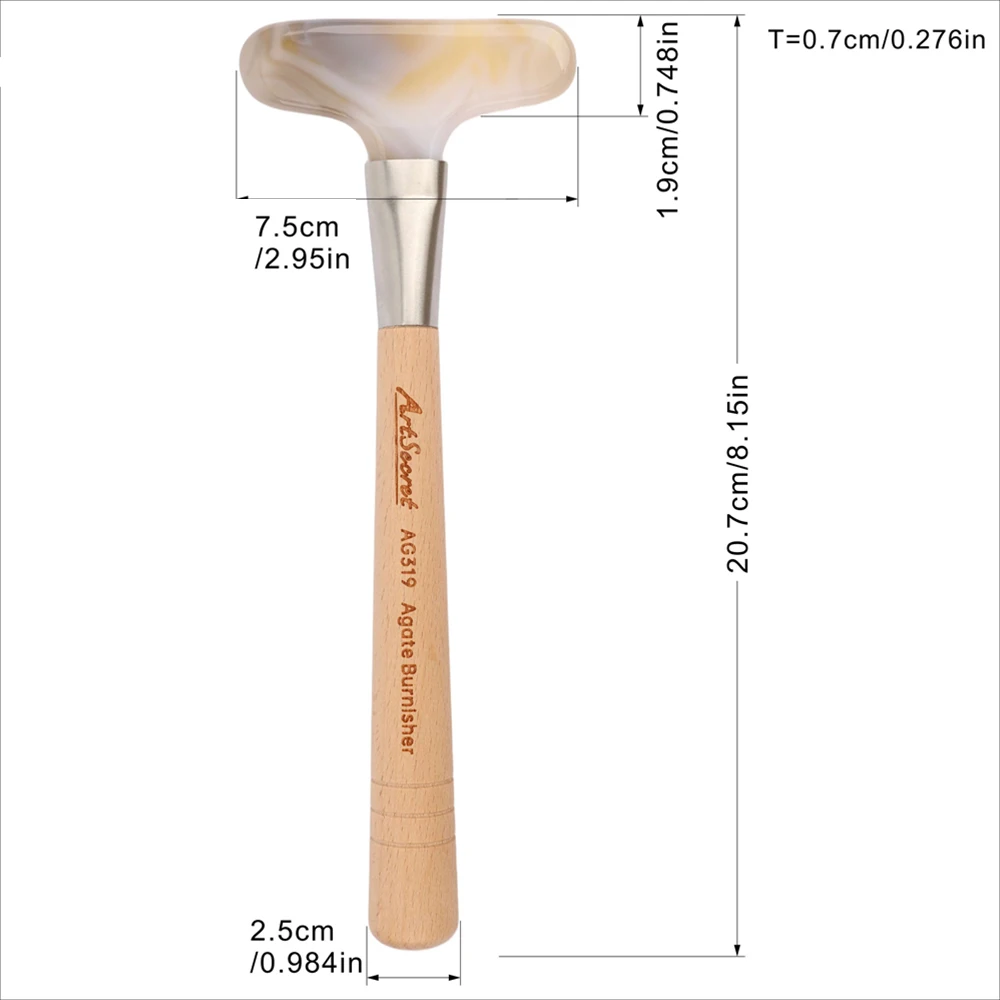 ArtSecret 1/ 6 PCS Agate Burnishers for Golden Foil Flat Round Curved Shape Bezel Golden Silver Leaf Bookbinders Craft Tools