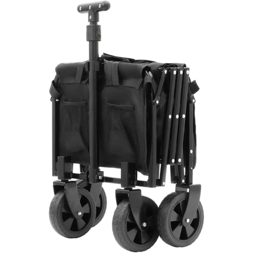 "double-deck folding trolley: 100% more storage for outdoor adventures and errands"