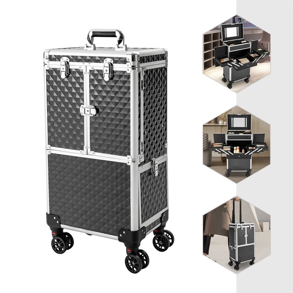 

Professional Rolling Makeup Train Case Makeup Storage Organizer Cosmetic Trolley