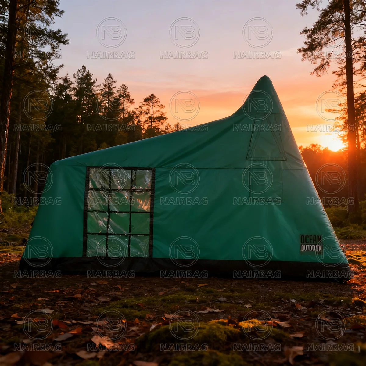 خيمة تخييم عائلية قابلة للنفخ مع مضخة - خيمة تخييم خارجية مقاومة للماء ومضادة للرياح في الفصول 4 م × 3.8 م × 3 م #2