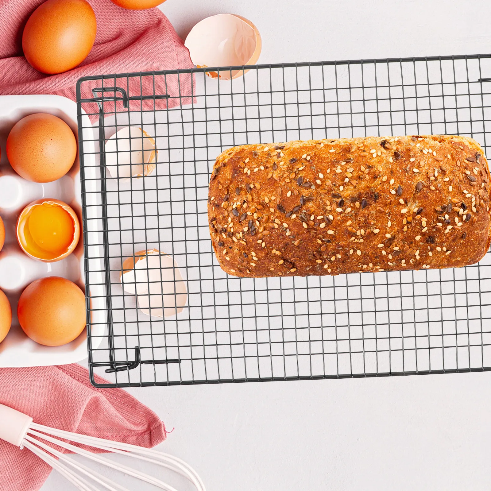 Cooling Rack Wire - 炭素鋼製厚型BBQケーキ冷却ラック、丸みを帯びたエッジで安全な手触り、多目的調理用ワイヤーラック（ベーキング・乾燥用）