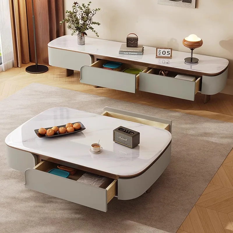 New microcrystalline stone coffee table TV cabinet living room home new light luxury natural luxury stone