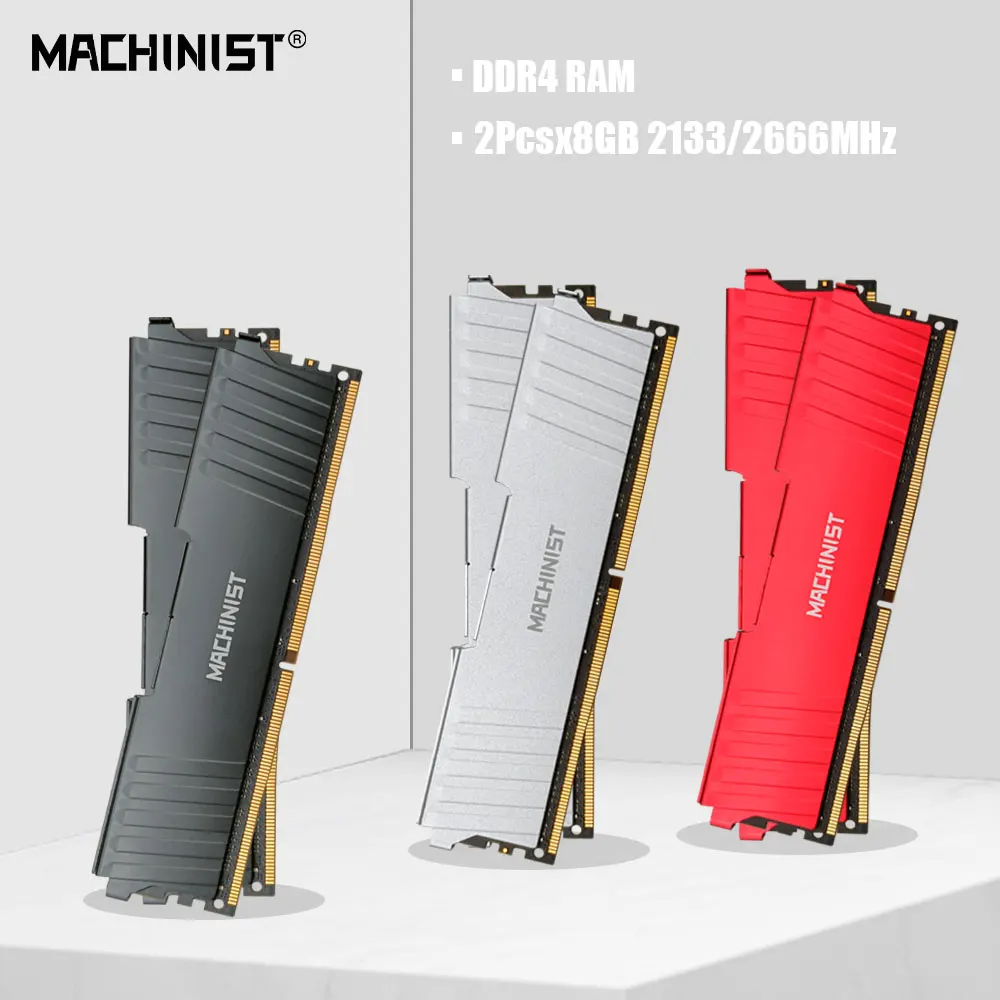 MACHINIST DDR4 RAM Memory 8GB NON-ECC Memory 2pcs*8GB Ram 2666/2133MHZ Memory Desktop Dimm with Heat Sink