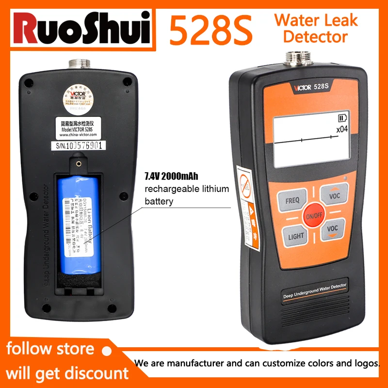 

WATER LEAKAGE DETECTOR 128*64 Pixel LCD Display Screen with a 7.4V 2000mAh Rechargeable Lithium Battery 528s model