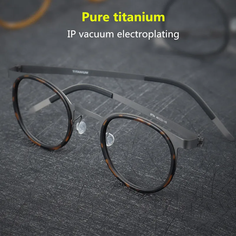 Ultra light Titanium Glasses Frame Men 9704 Retro Eyeglasses Woman Eyewear Myopia Optical Prescription Denmark brand spectacle