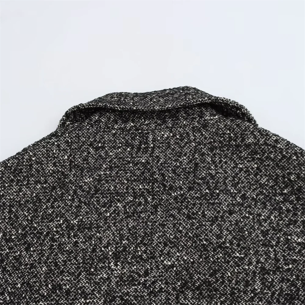 سترة معطف BM&MD&ZA2024 للسيدات لخريف وشتاء موضة جديدة فضفاضة بكتف منسدل وصدر واحد متعرجة من نسيج قطني طويل #5