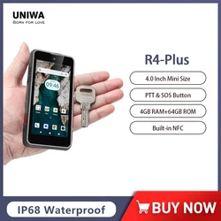 UNIWA R4 PLUS 방수 미니 안드로이드 폰 4GB 램+64GB 롬 4인치 NFC 스마트폰 야간 투시 카메라 3000mAh 미니 폰 OTG PTT