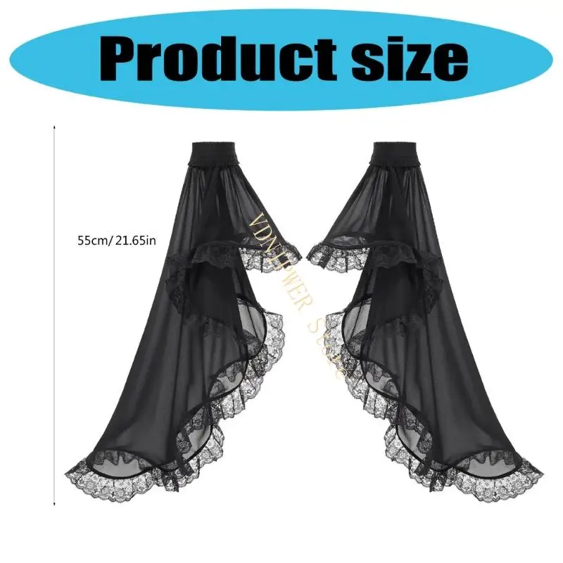Femmes Victorien Long Tulle Gants Gothic Sleeves détachables Cosplay Halloween Renaissances médiévales Costumes Accessoires D08E