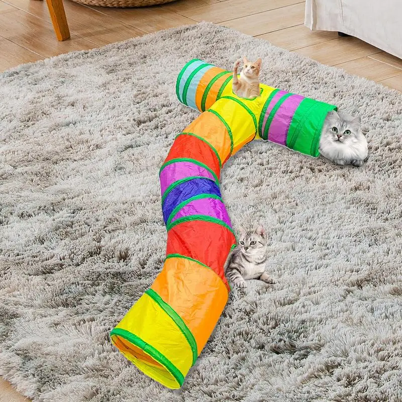 Cat Play Tunnel Interactive Pet Supplies With Peek Hole Peek Hole Interactive Kitten House Colorful Pet Supplies For Small