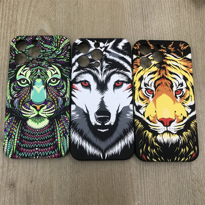 Luxo Cute Animals Matte TPU Back Phone Case for iPhone 14 Pro Max 14 Plus Elephant Tiger Dog Cat Luminous Soft Cover