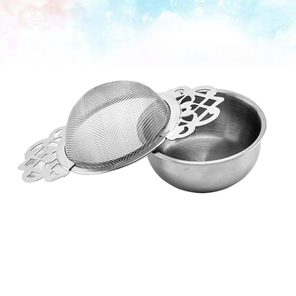 

Stainless Steel Tea Strainer with Drip Bowl Premium Loose Leaf Tea Filter for Mug Infuser Rust-Proof Fine Mesh Strainer Net