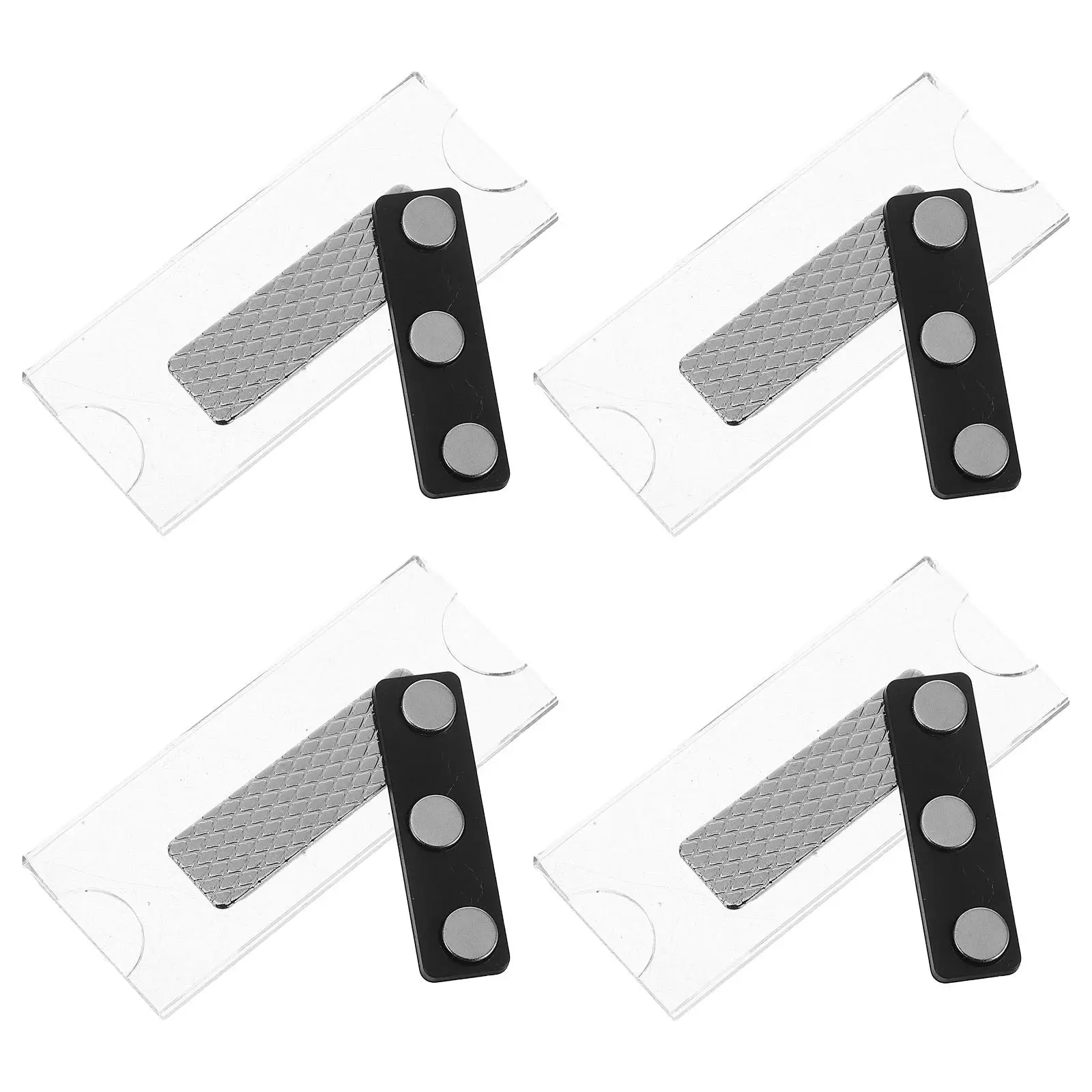 

4 Pcs Magnetic Transparent Breast Card Silicone Badge Holder Waterproof Id Hook