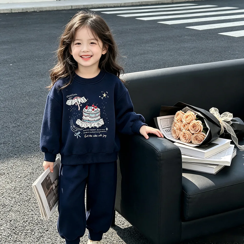 Europäisch-Amerikanische Mädchen-Sweatshirts 2026 Frühling Herbst Baby-Mädchen-Sweatshirts und Hosenanzug Niedlicher Print Pullover Oberteil Kleidung – Detail 8