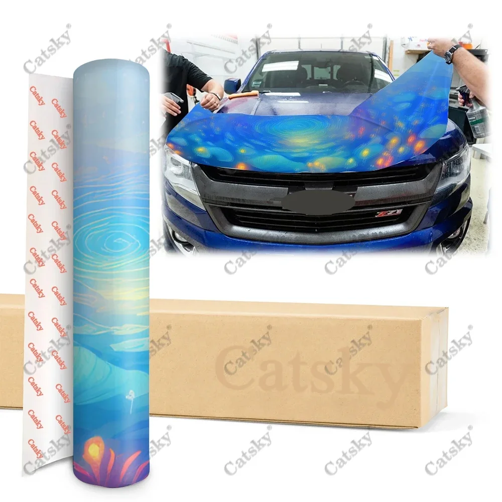 A Colorful World Car Hood Wrap Color Vinyl Sticker Decal Truck Graphic Bonnet Decal Custom Car Decoration Stickers