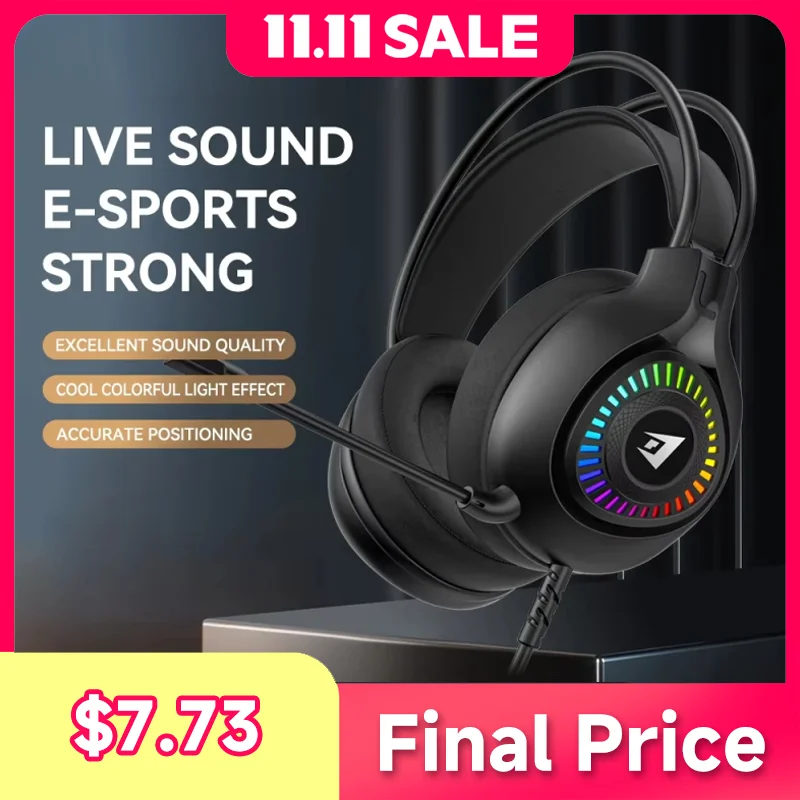 

HG01 Wired Gaming Earphones IPX-5 Waterproof Rgb LED light For Computer Laptop