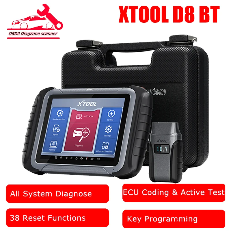 XTOOL D8BT Car Diagnostic Tools OBD2 Scanner Full System ECU Coding Active Test Car Key Programming Wireless Automotive Scanner