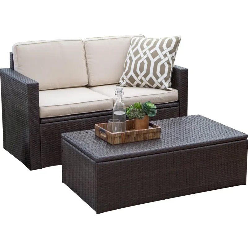 

Outdoor balcony garden living room storage small apartment rainproof sunscreen rattan chair coffee table leisure sofa