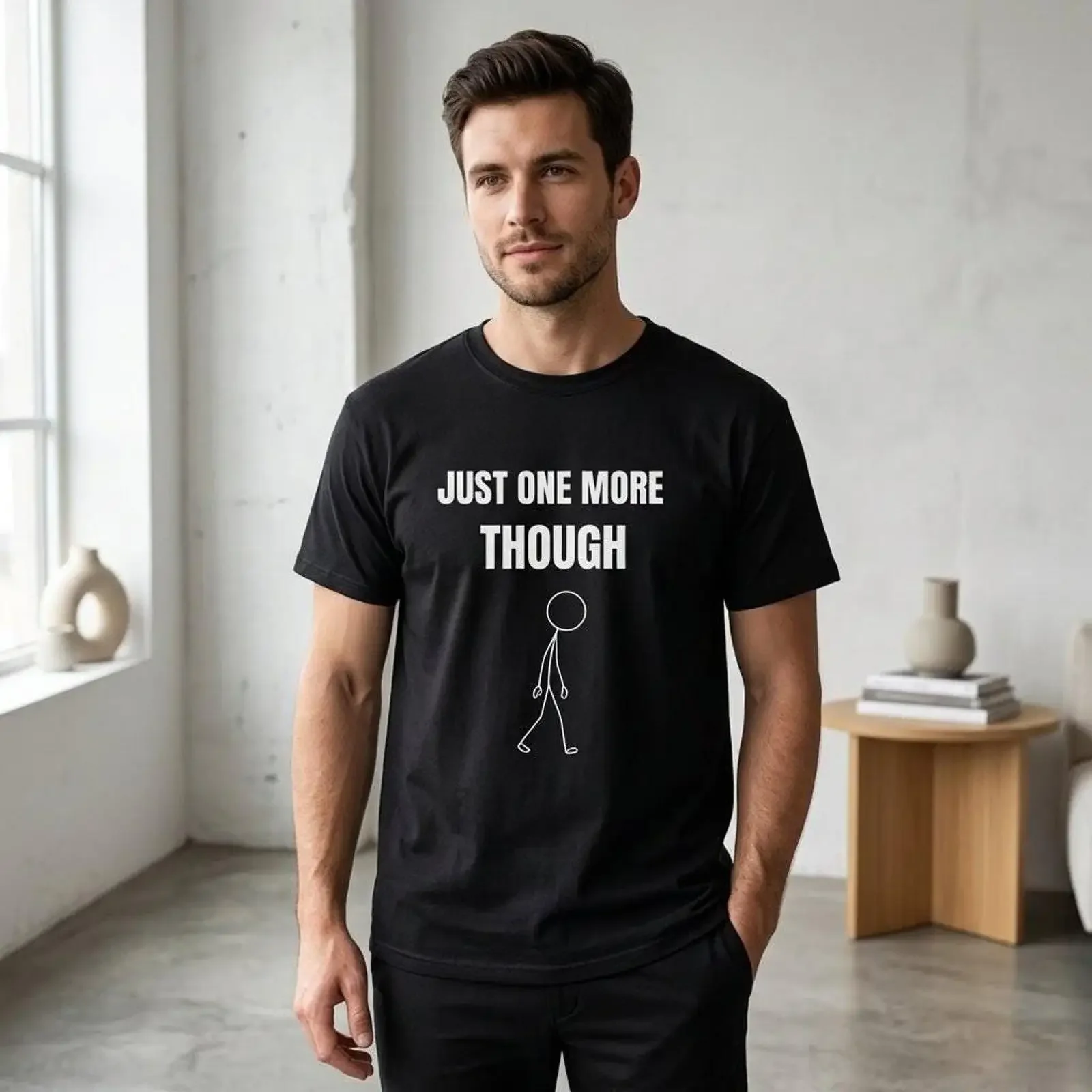 Just One More Thought Black T Shirt Minimalist IntroverT Funny Overthinking Quiet Mind  vintage Washed Slightly Casual Stylish