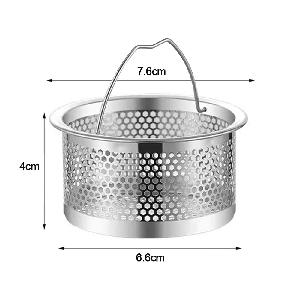 Stainless Steel Sink Strainer Anti-blocking Round Shape Drain Stopper Mesh Hair Catcher Waste Catcher