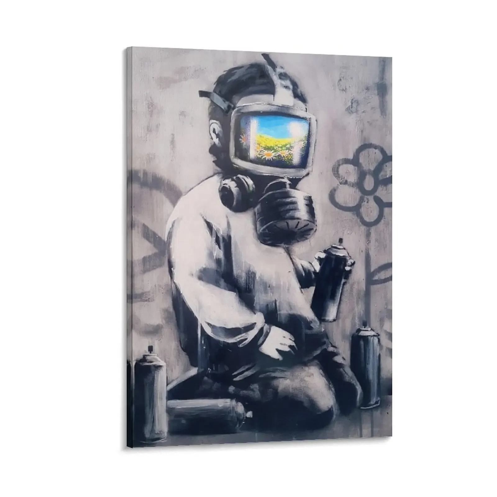 

Banksy Gas Mask Boy Canvas Painting accessories for home decor stickers & posters luxury home decor