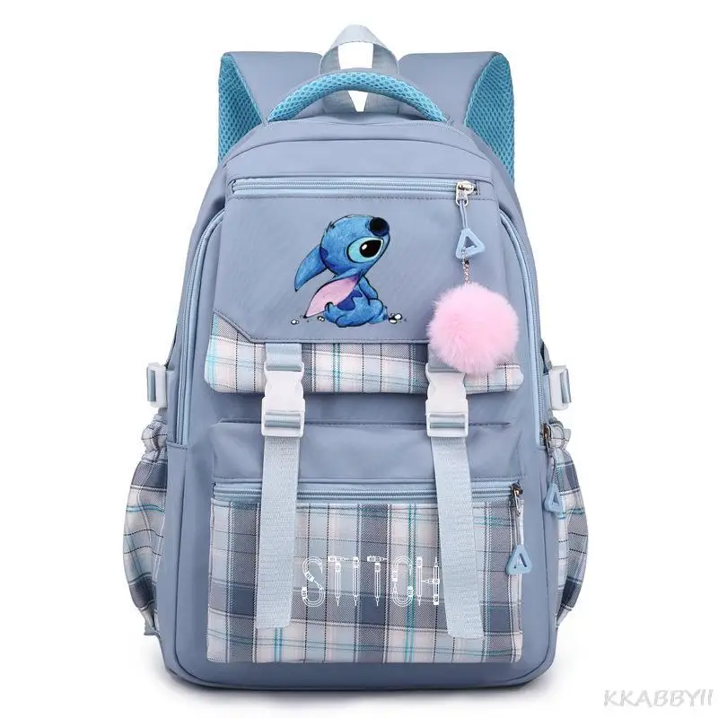 Mochilas escolares de grande capacidade para estudantes do ensino médio, mochila Lilo e Stitch feminina, laptop Junior High School