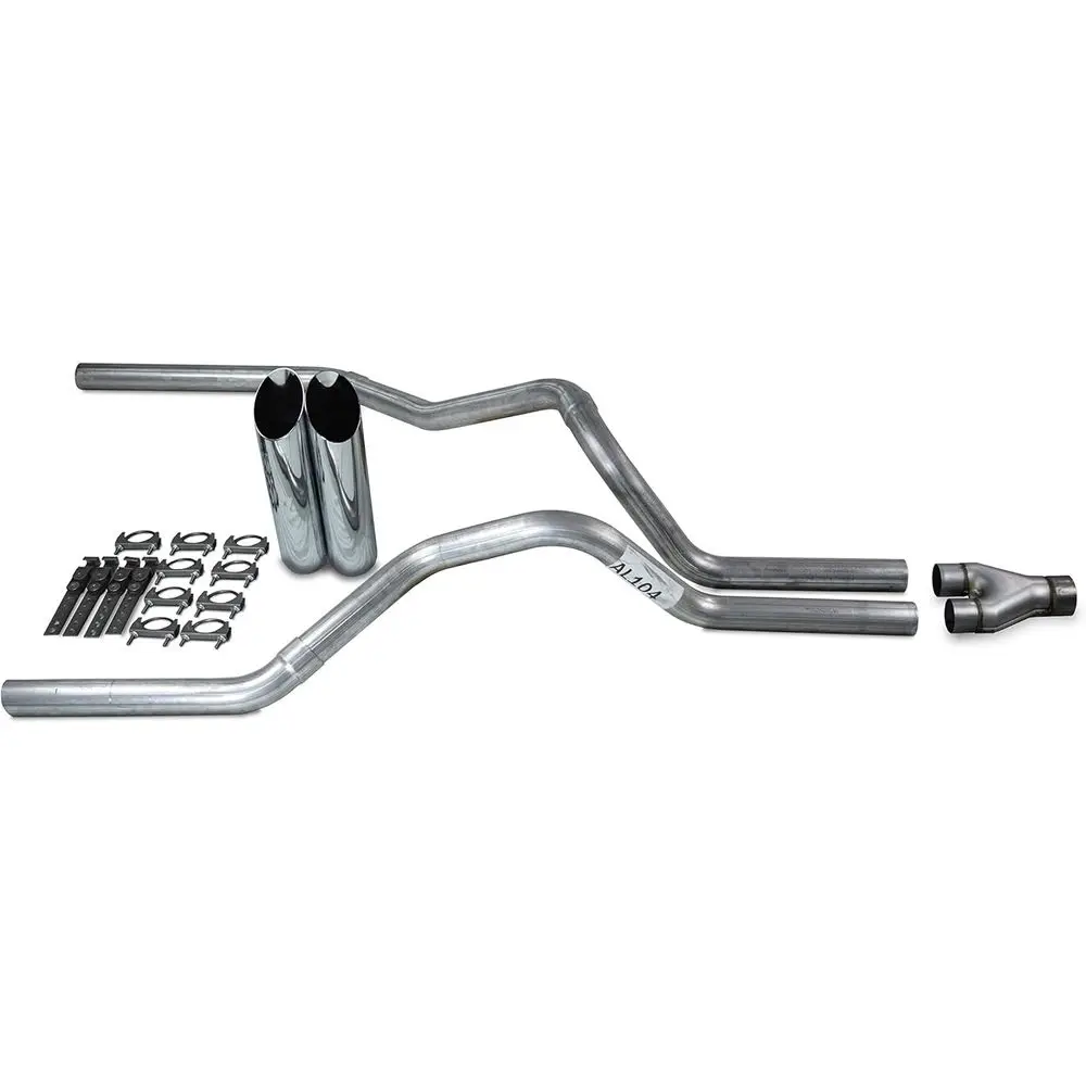 

Двухканальная выхлопная система 2.5 дюйма с алюминизированным покрытием, Y-образным патрубком и хромированными насадками