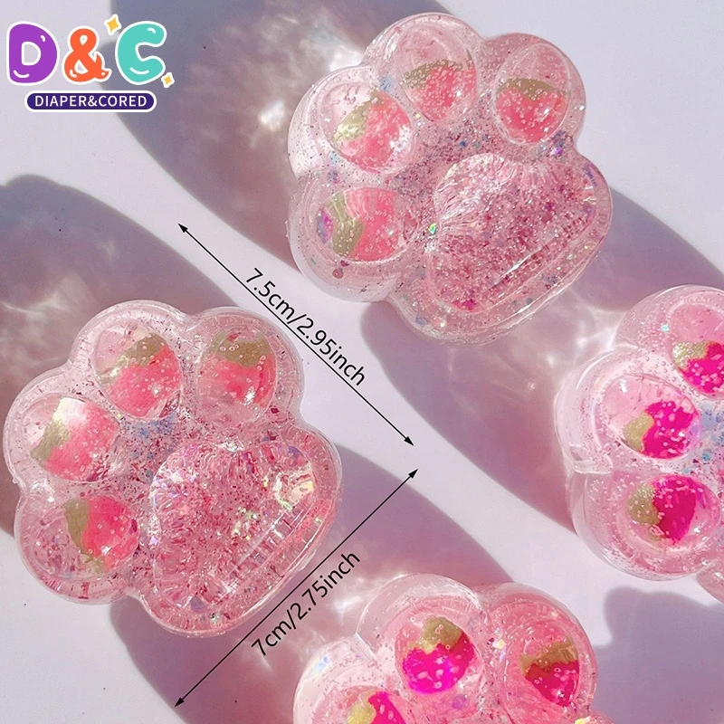 Kawaii Cat Paw Sticky Squeeze Toy Soft Realistic Jelly Glitter Cat's Claw Stress Relief Toys Kids Adults Unique Gifts