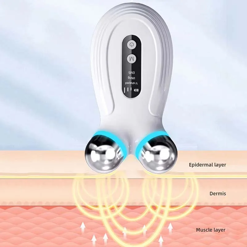 Czerwono-niebieskie światło EMS Urządzenie do pielęgnacji twarzy Przenośny roller liftingujący Odmładzanie skóry Narzędzie do pielęgnacji twarzy i oczu