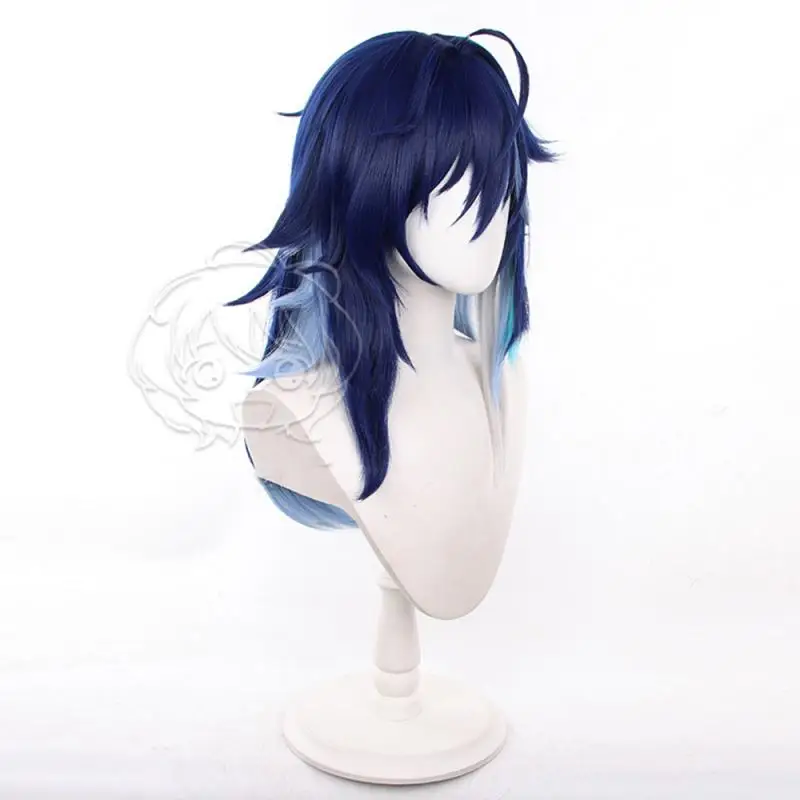 Anime Genshin Impact Ororon Herren Cosplay Perücken Kostüme Kopfbedeckung 55cm Lange Simulierte Kopfhaut Dichte Gemischte Voluminöse Lange Haarperücken – Detail 3