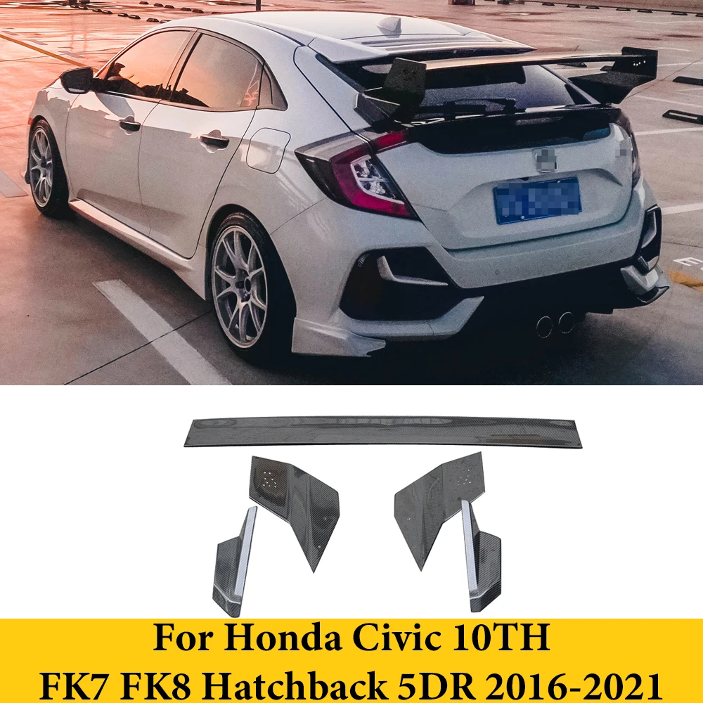 For Honda Civic 10TH FK7 FK8 Hatchback 5DR 2016-2021 Carbon Fiber M Type Rear Spoiler Trunk Lip Wing GT Spoilers Car Styling