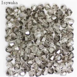 Isywaka Sale Shining Gray 100pcs 4mm Bicone Austria Crystal Beads charm Glass Beads Loose Spacer Bead for DIY Jewelry Making