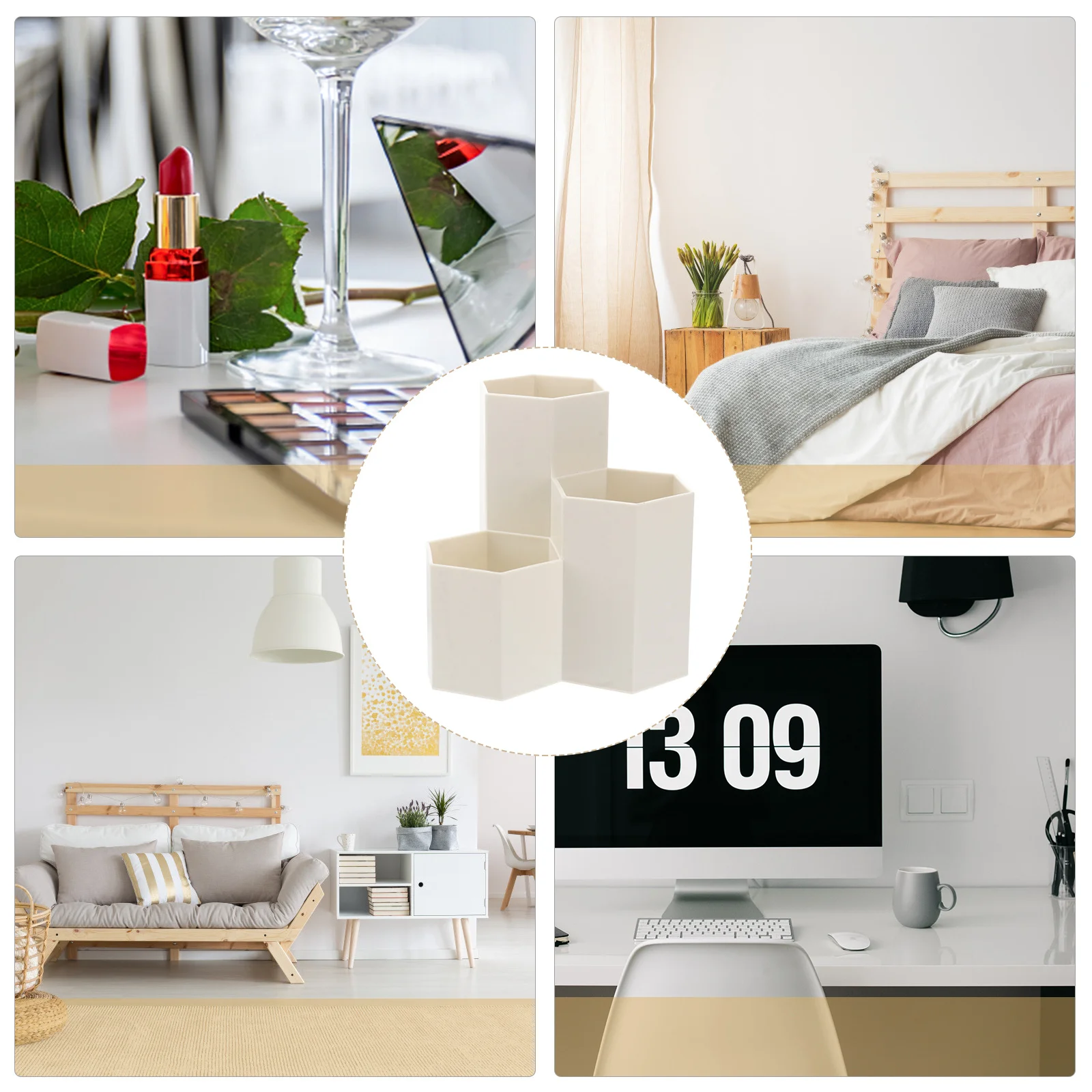 الإبداعية حامل قلم سداسية المنظم 12x63 سنتيمتر البلاستيك صندوق تخزين مكتبي مقاومة للخدش المحمولة مكتب الطالب #3