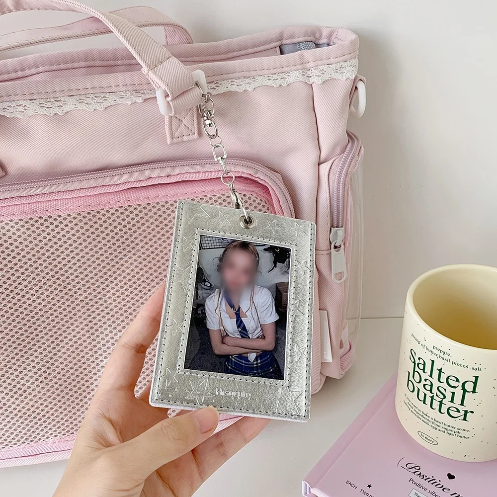 Etui na zdjęcia ze skóry PU z motywem gwiazd, etui na karty 3 cale, zawieszka do torby