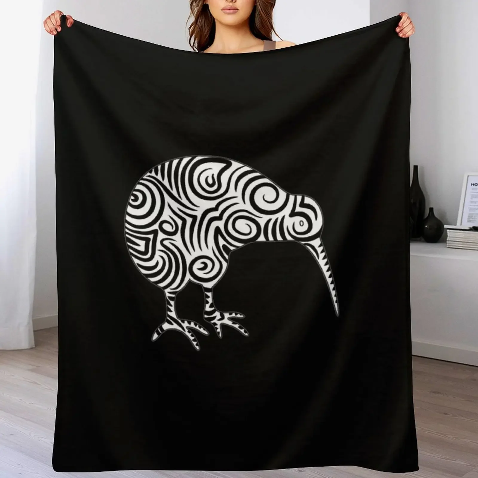 Kiwi Bird Aotearoa New Zealand tribal style Throw Blanket Cozy Sofa Blanket for TV Watching Napping