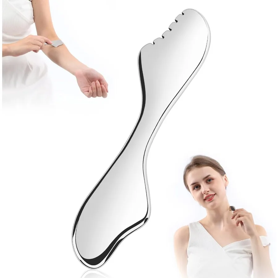 

Инструмент Гуаша из нержавеющей стали для лица и тела - Ручной скребок-массажер для массажа лица и тела - Инструмент для ухода за кожей