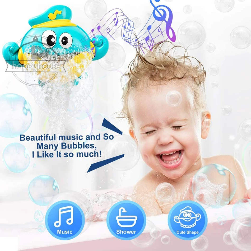 Baby Bath Toys Bubble Machine Crabs Frog Music Kids Bath Toy Bathtub Soap Automatic Bubble Maker Baby Bathroom Toy for Children